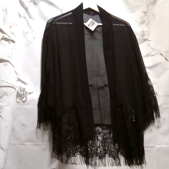 Other - Cardigan/Shawl black sheer w/lace size L 💙💙💙💙